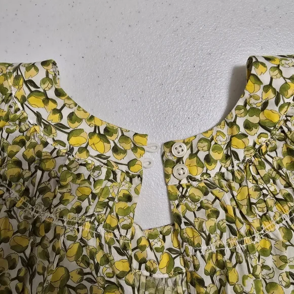 J. Crew High-neck Puff-sleeve Top Liberty Fabric Eliza's Yellow Women's Small - Picture 5 of 10